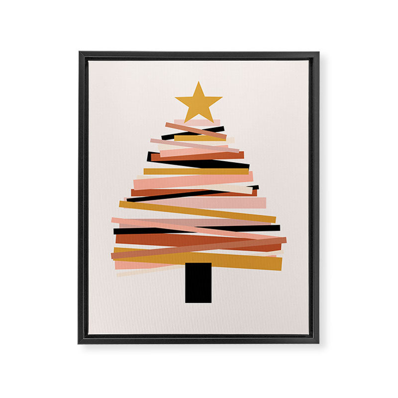 Ribbon Christmas Tree - neutrals Framed Canvas Print Gallery Image 6