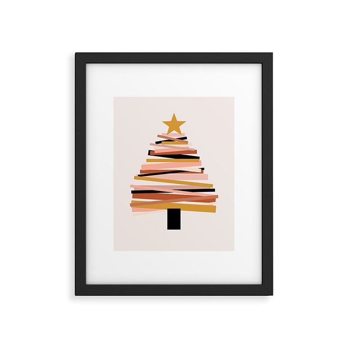 Ribbon Christmas Tree - neutrals Framed Art Print Gallery Image 1