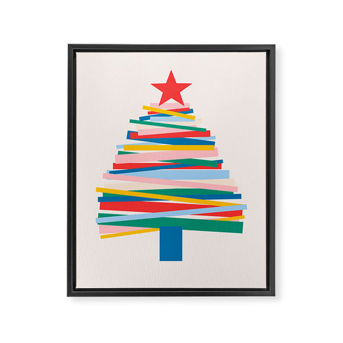 Ribbon Christmas Tree - primary Framed Canvas Print Gallery Image 1