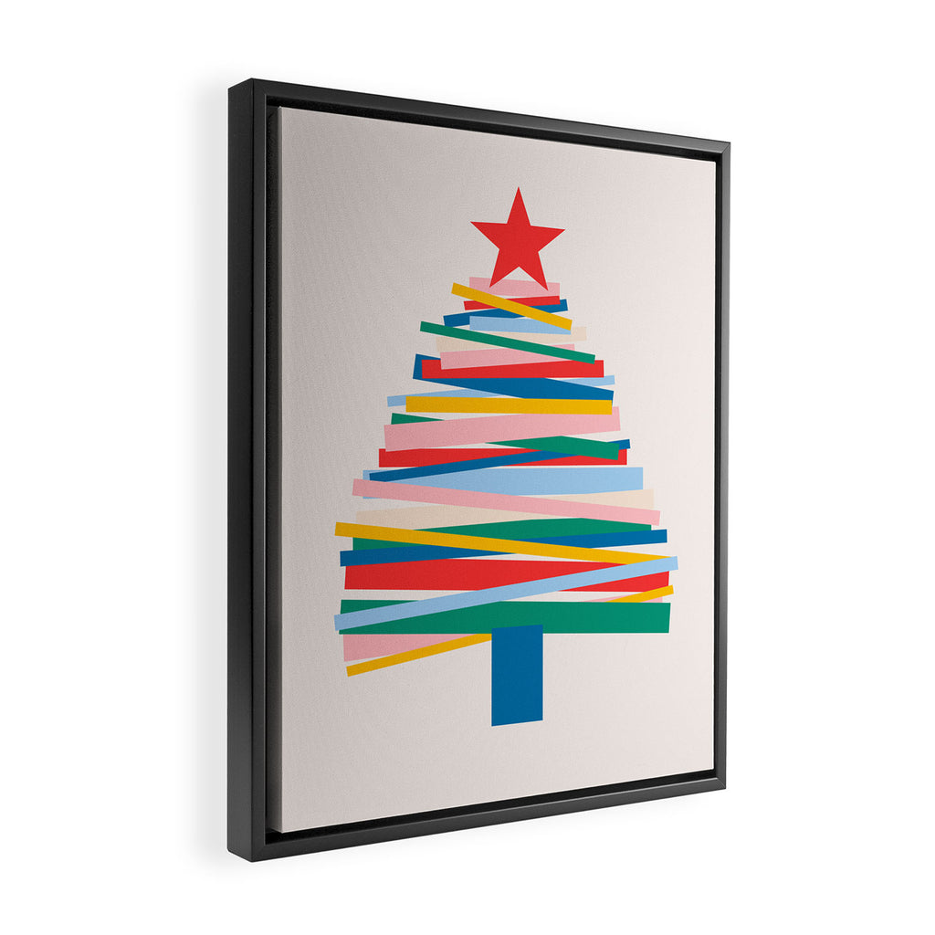 Ribbon Christmas Tree - primary Framed Canvas Print Gallery Image 2