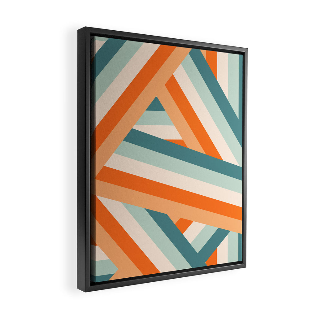 Ribbon Stripes - retro Framed Canvas Print Gallery Image 2