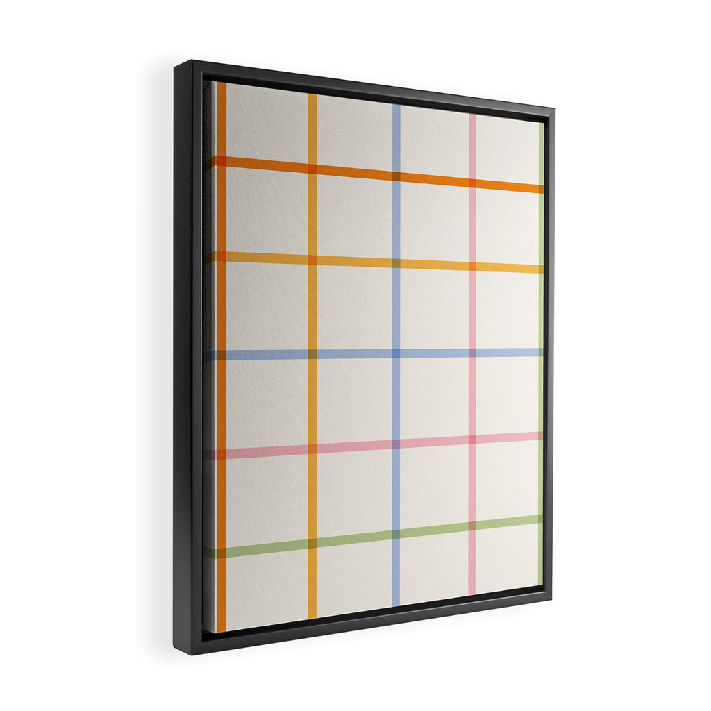 Simple Check - pastel Framed Canvas Print Gallery Image 2