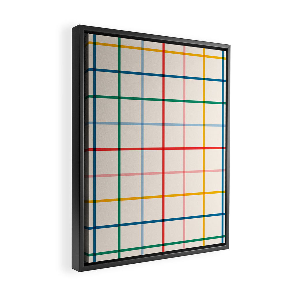 Simple Check - primary Framed Canvas Print Gallery Image 2