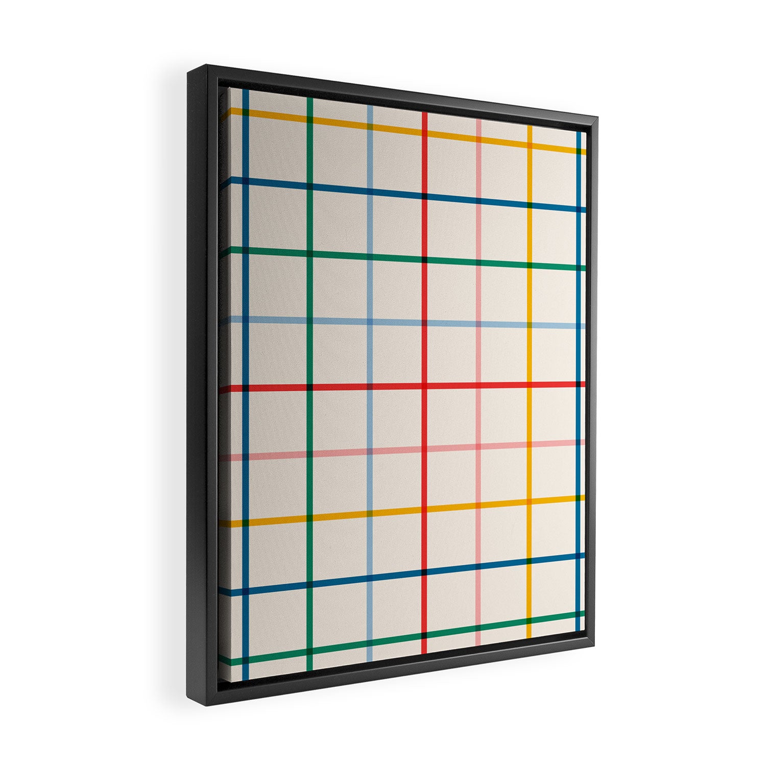 Simple Check - primary Framed Canvas Print Gallery Image 2