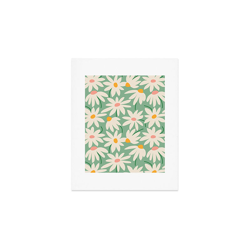 Spring daisies - green Art Print Gallery Image 1