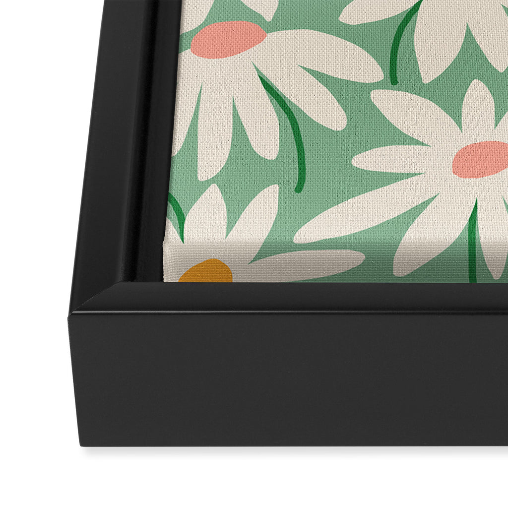 Spring daisies - green Framed Canvas Print Gallery Image 3