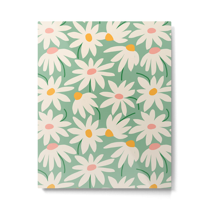 Spring daisies - green Metal Print Gallery Image 1