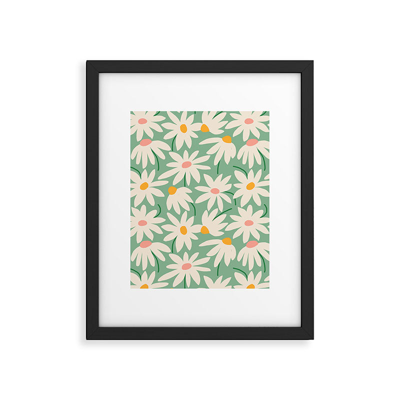 Spring daisies - green Framed Art Print Gallery Image 5