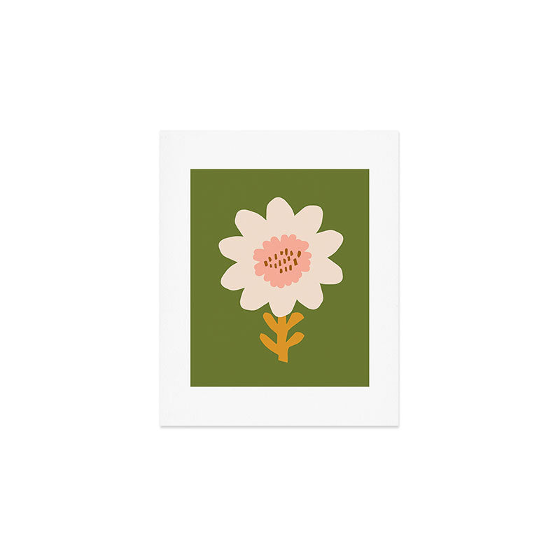 Sunflower - bohemian green Art Print Gallery Image 1