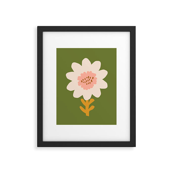 Sunflower - bohemian green Framed Art Print Gallery Image 1