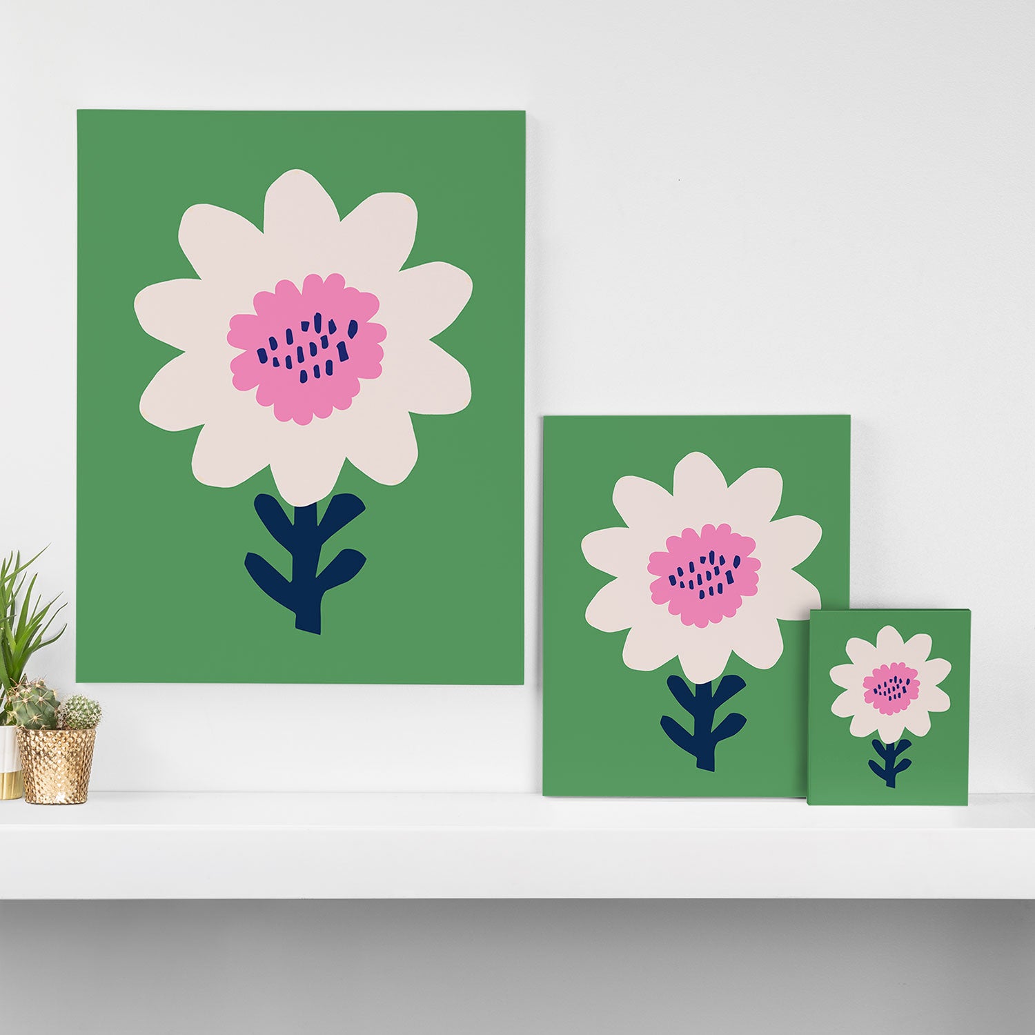Sunflower - green & pink Canvas Print Gallery Image 3