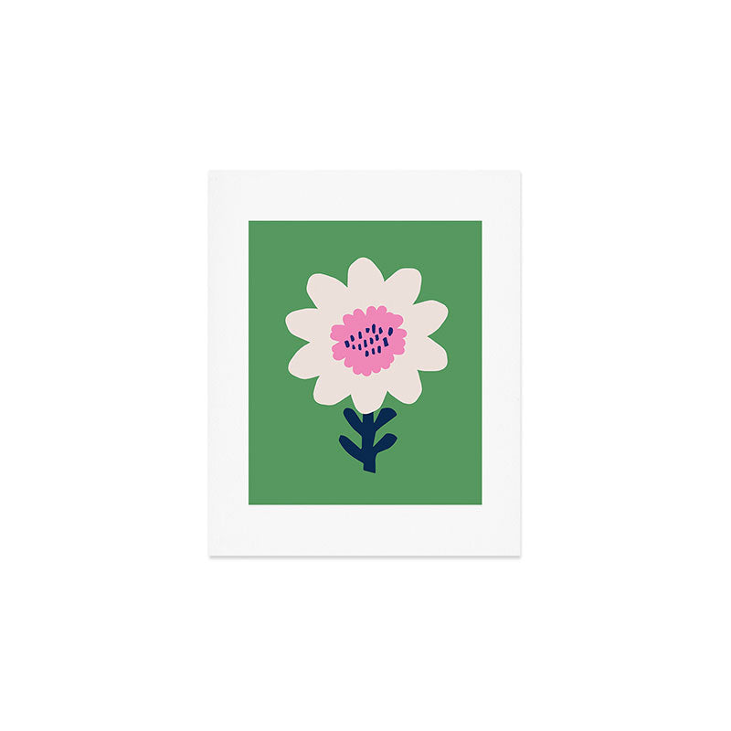 Sunflower - green & pink Art Print Gallery Image 1