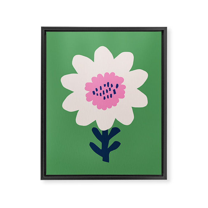 Sunflower - green & pink Framed Canvas Print Gallery Image 1