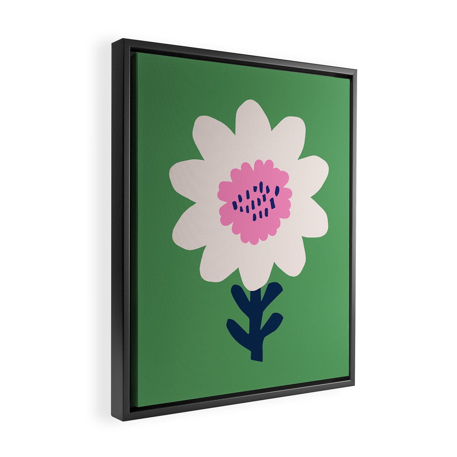Sunflower - green & pink Framed Canvas Print Gallery Image 2