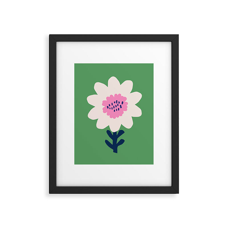 Sunflower - green & pink Framed Art Print Gallery Image 5