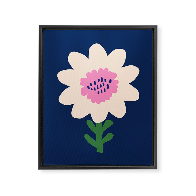 Sunflower - navy & pink Framed Canvas Print Gallery Image 6