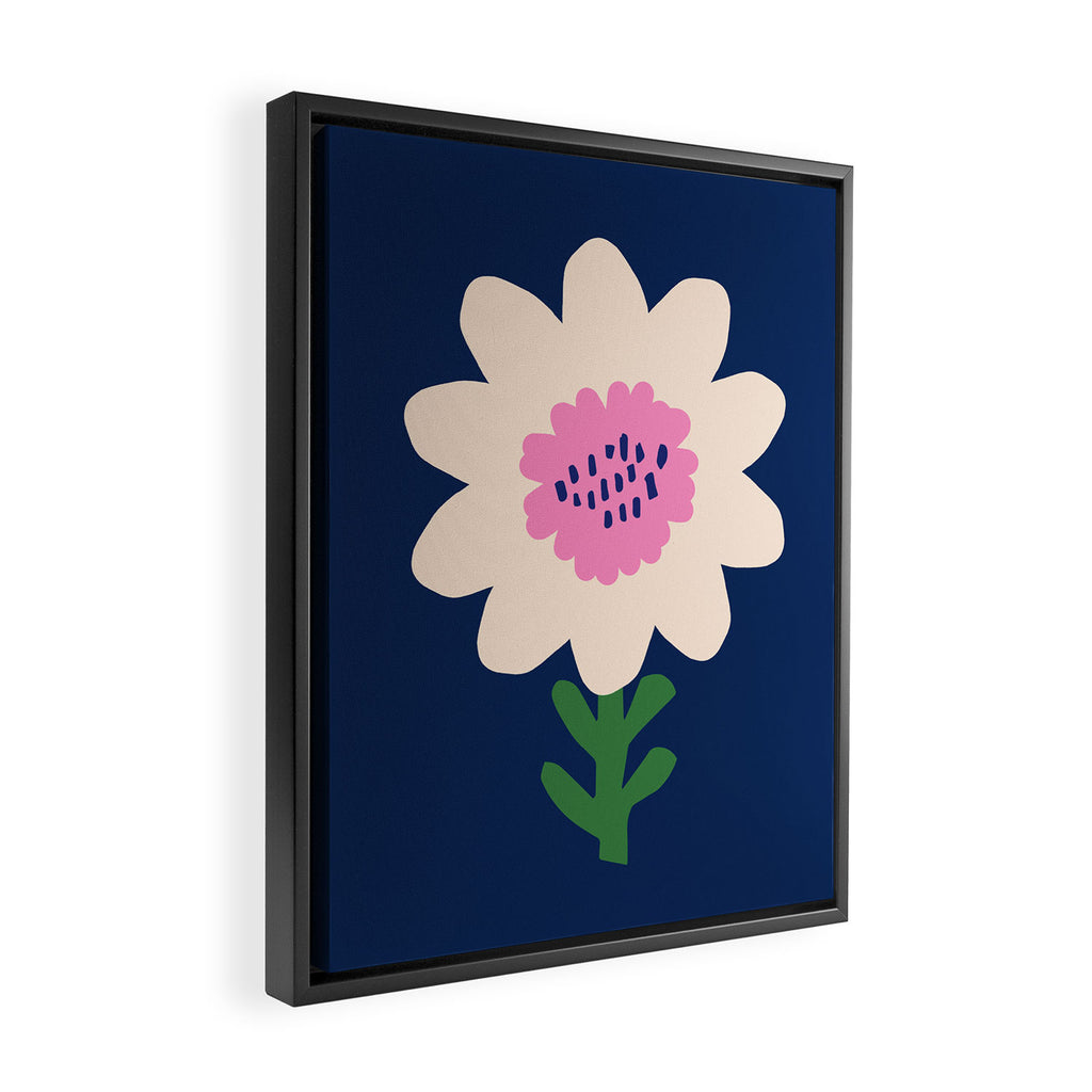 Sunflower - navy & pink Framed Canvas Print Gallery Image 2