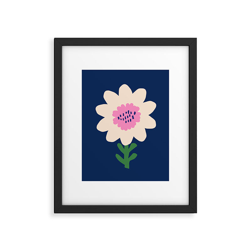 Sunflower - navy & pink Framed Art Print Gallery Image 5