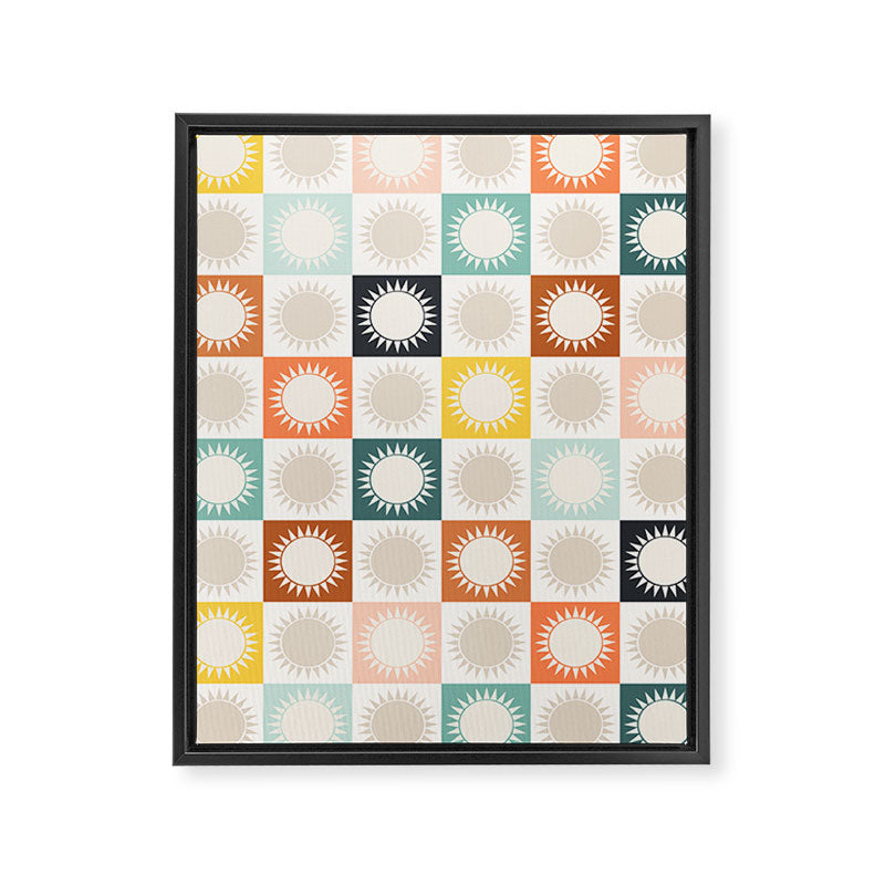 Sunshine Check - earthy Framed Canvas Print Gallery Image 6