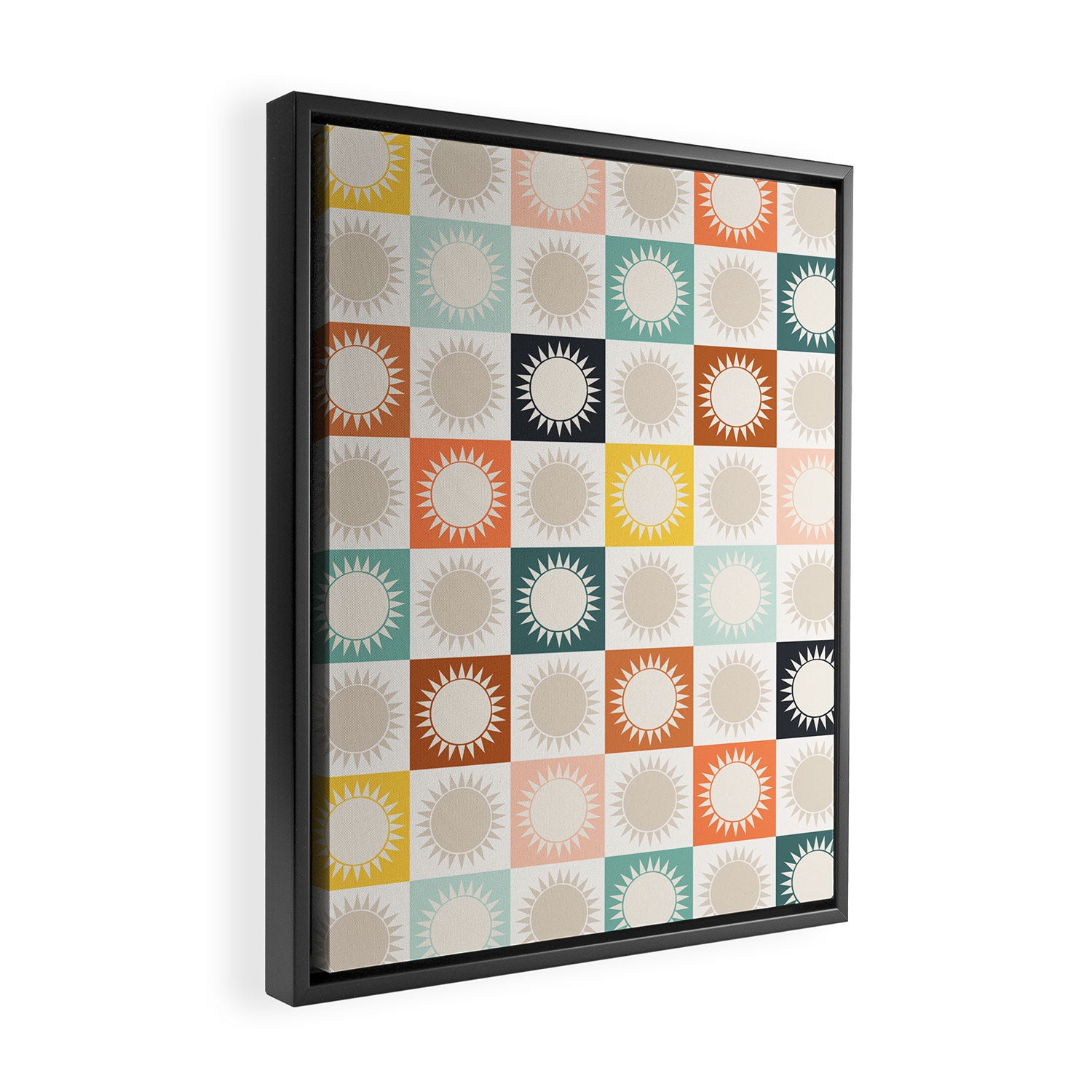 Sunshine Check - earthy Framed Canvas Print Gallery Image 2