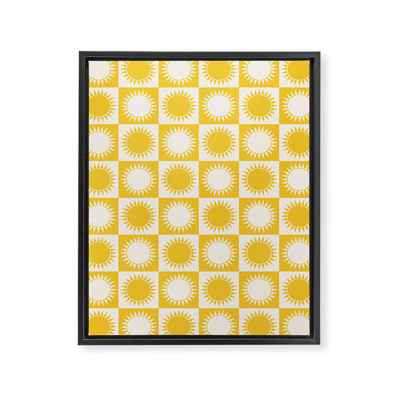 Sunshine Check - yellow Framed Canvas Print Gallery Image 6