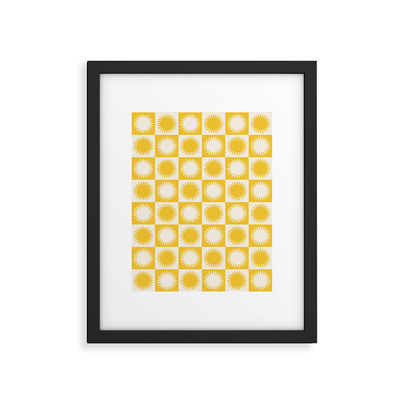 Sunshine Check - yellow Framed Art Print Gallery Image 5