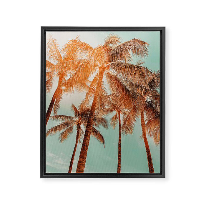 Surfrider palms - sundown Framed Canvas Print Gallery Image 1