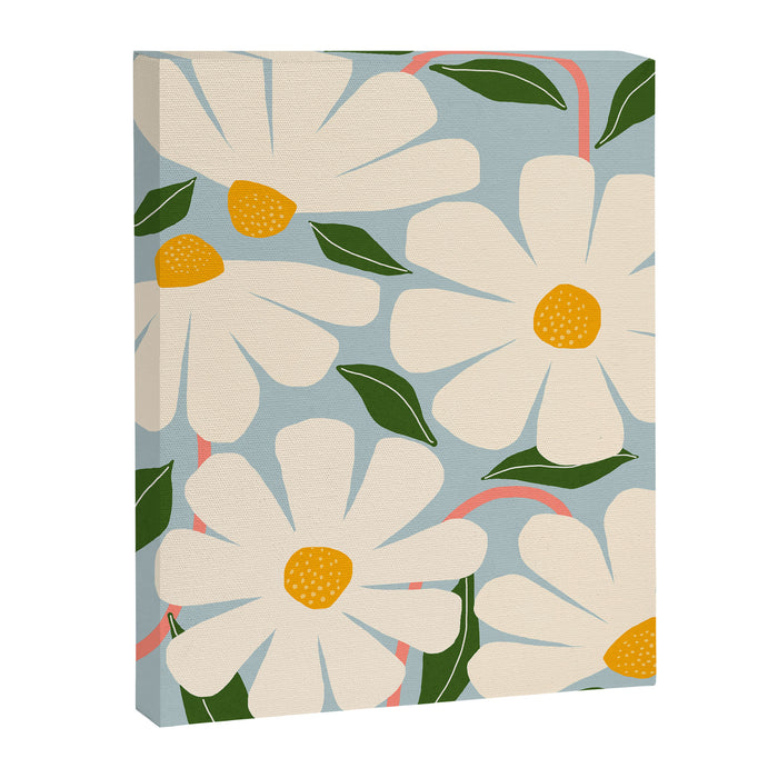 Wild Daisies - blue & pink Canvas Print Gallery Image 1