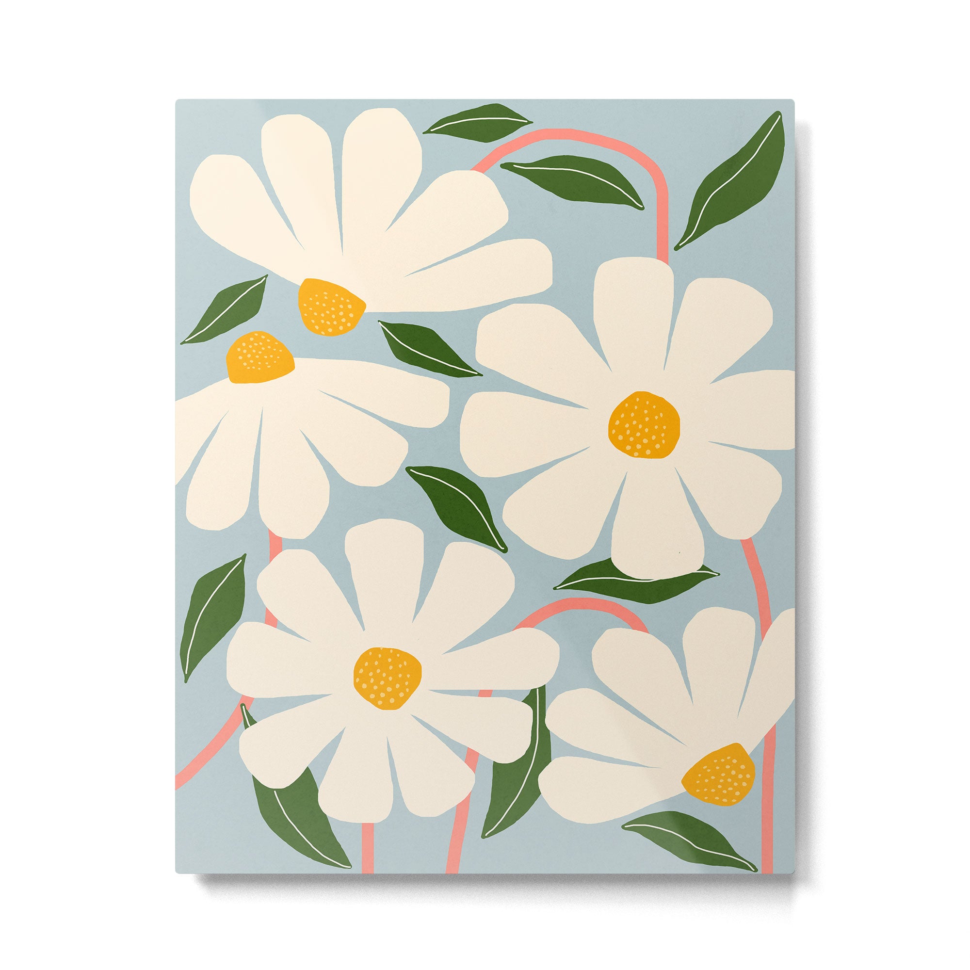 Wild Daisies - blue & pink Metal Print Gallery Image 4