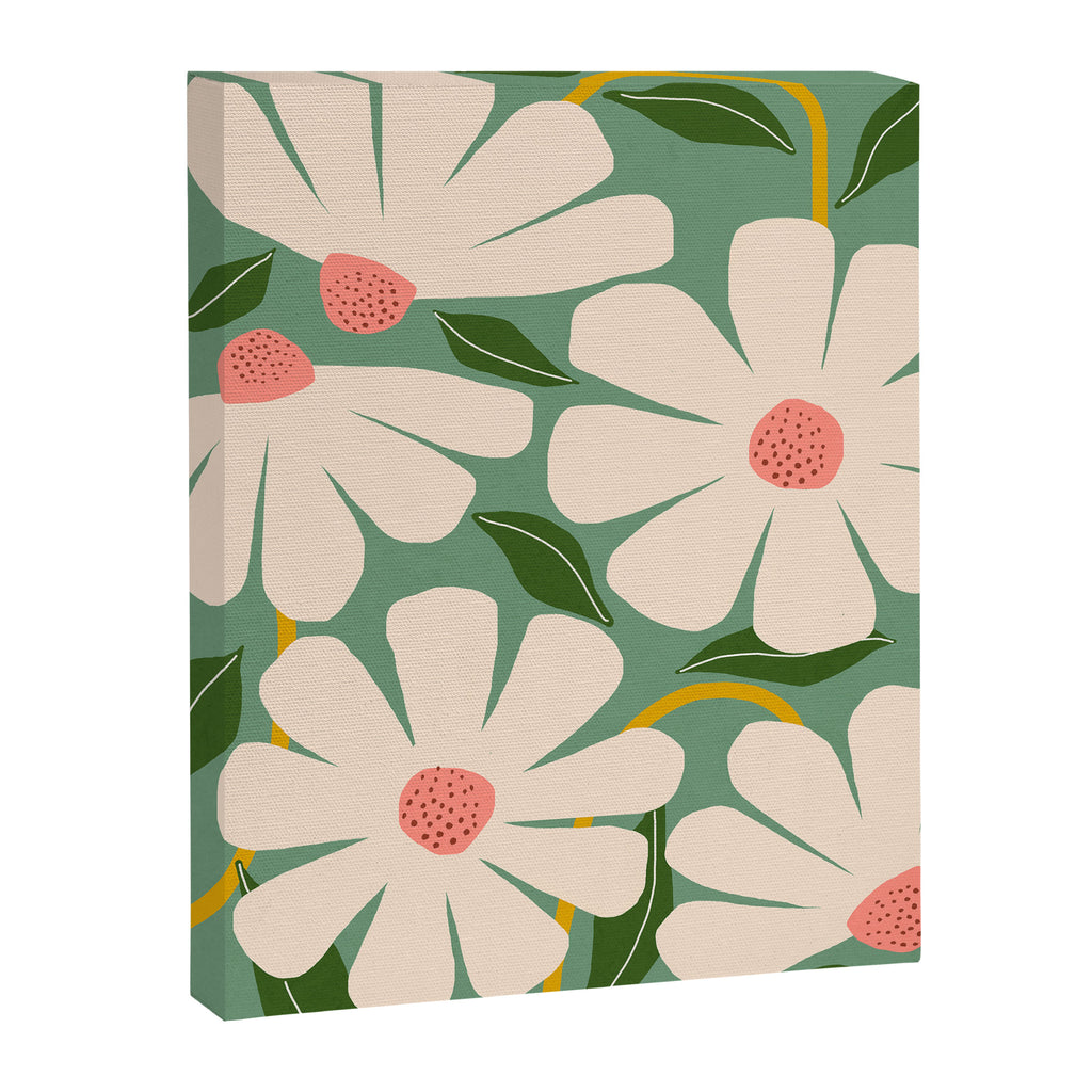 Wild Daisies - green Canvas Print Gallery Image 6