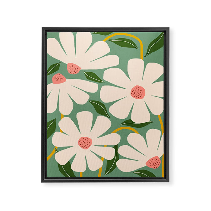 Wild Daisies - green Framed Canvas Print Gallery Image 1