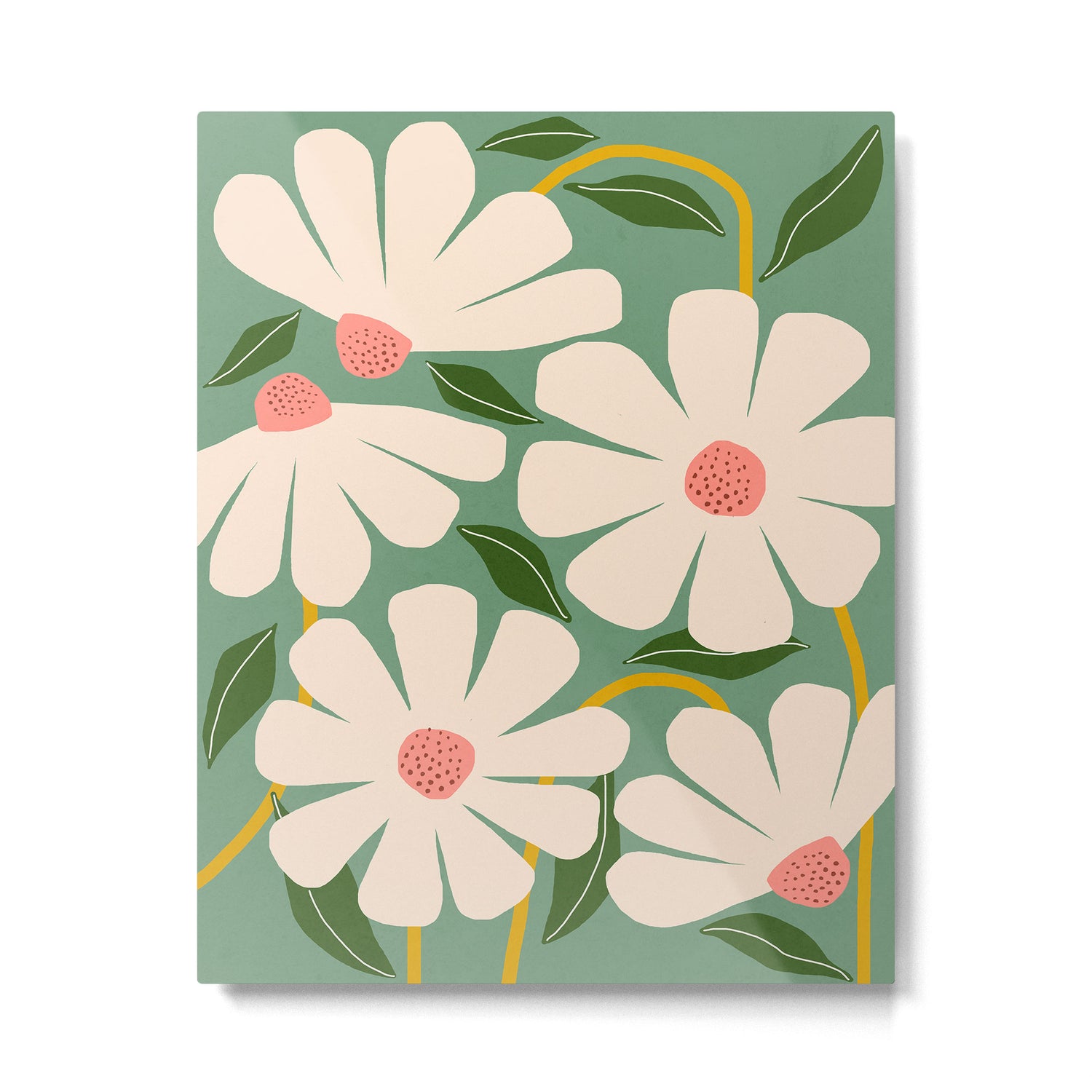 Wild Daisies - green Metal Print Gallery Image 4