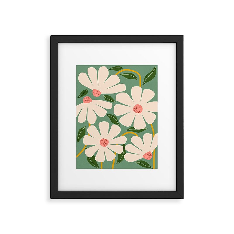 Wild Daisies - green Framed Art Print Gallery Image 4