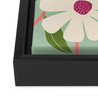 Wild Daisies - pastel green & pink Framed Canvas Print Gallery Image 3