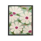 Wild Daisies - pastel green & pink Framed Canvas Print Gallery Image 6