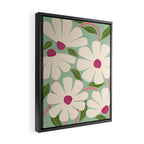 Wild Daisies - pastel green & pink Framed Canvas Print Gallery Image 2