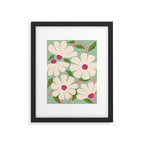 Wild Daisies - pastel green & pink Framed Art Print Gallery Image 5