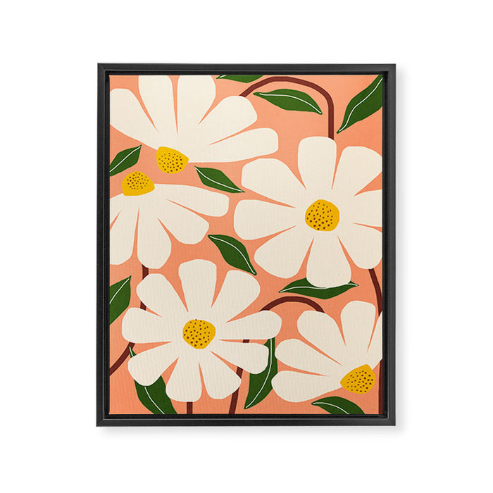 Wild Daisies - peach Framed Canvas Print Gallery Image 1