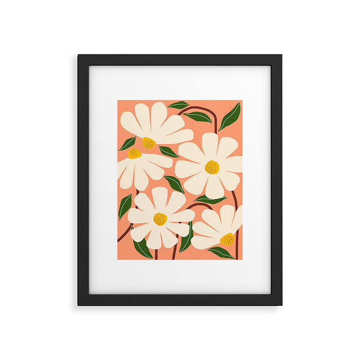 Wild Daisies - peach Framed Art Print Gallery Image 1