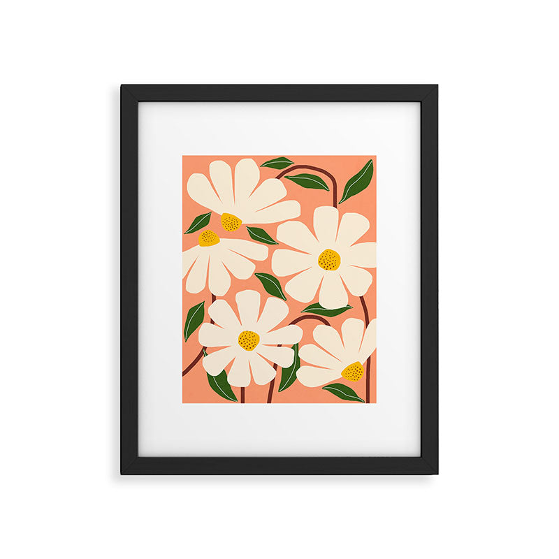 Wild Daisies - peach Framed Art Print Gallery Image 5
