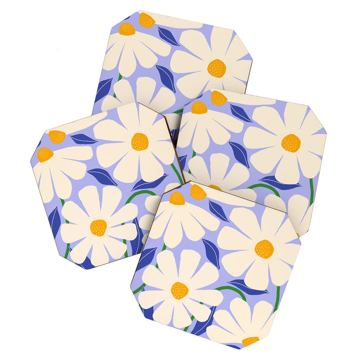 Wild Daisies - periwinkle Coaster Gallery Image 1