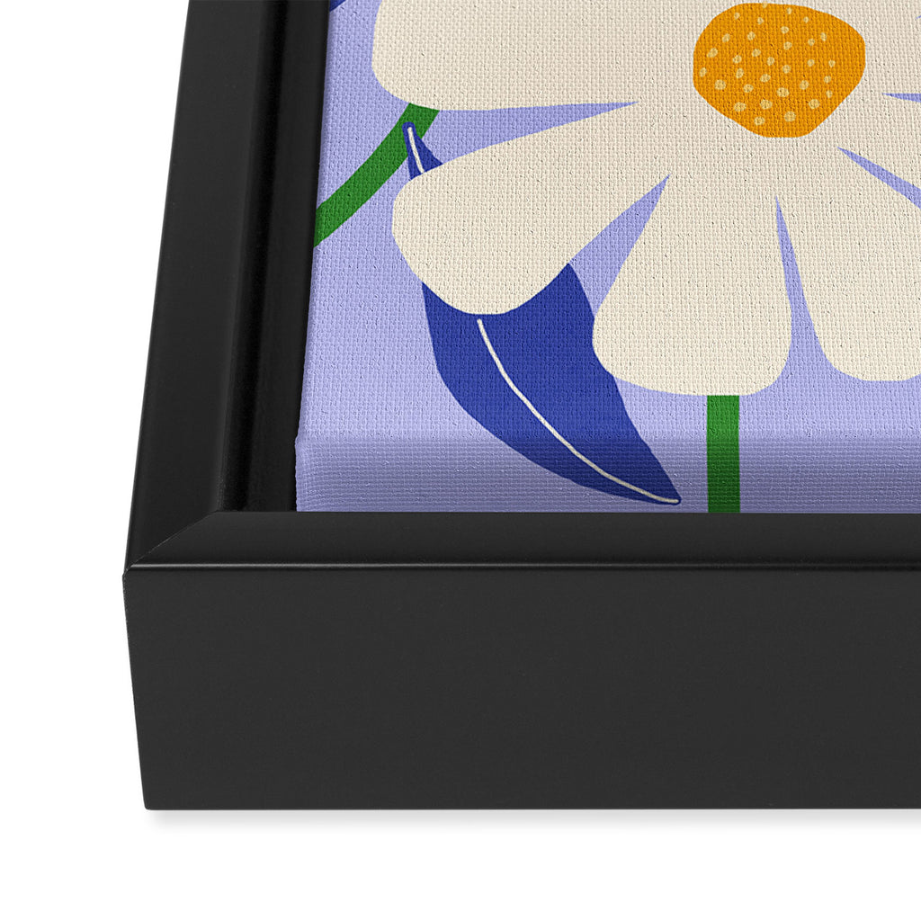 Wild Daisies - periwinkle Framed Canvas Print Gallery Image 3