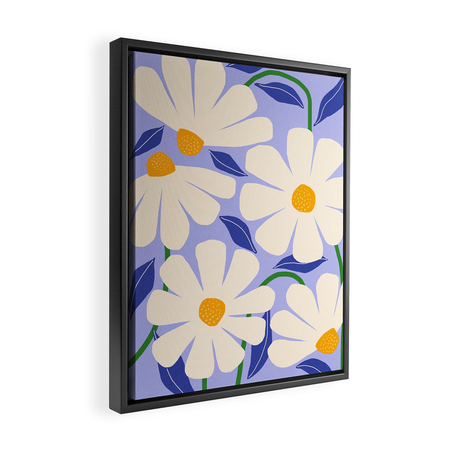 Wild Daisies - periwinkle Framed Canvas Print Gallery Image 2