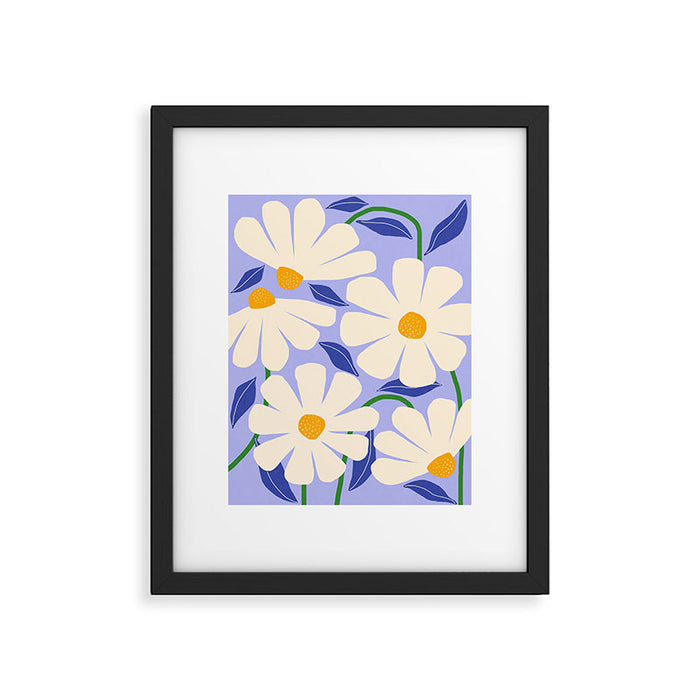Wild Daisies - periwinkle Framed Art Print Gallery Image 1
