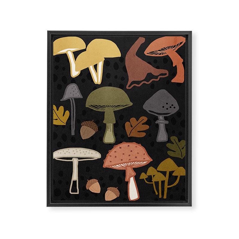 Wild Mushrooms - night Framed Canvas Print Gallery Image 6