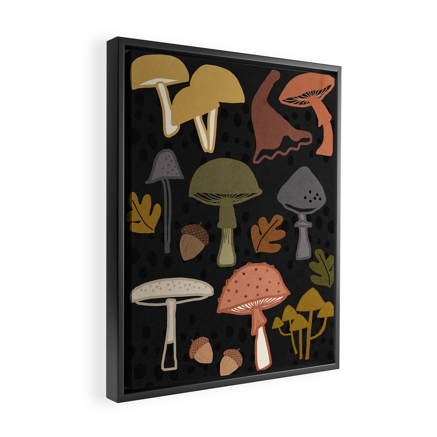 Wild Mushrooms - night Framed Canvas Print Gallery Image 2