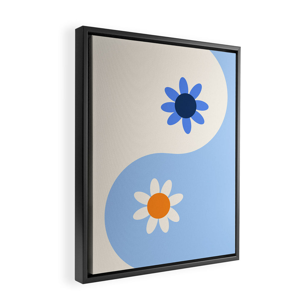 Yin Yang floral - oceanic Framed Canvas Print Gallery Image 2