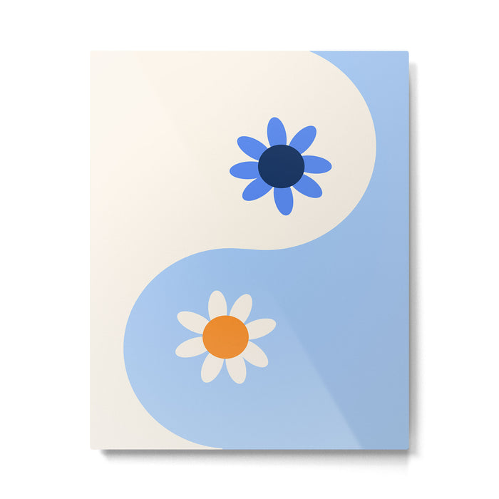 Yin Yang floral - oceanic Metal Print Gallery Image 1