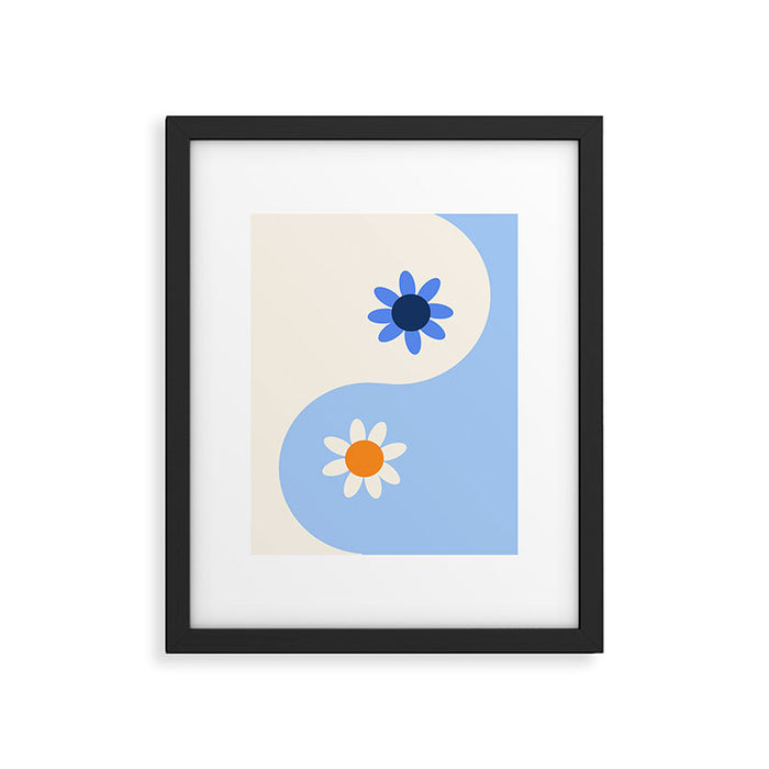 Yin Yang floral - oceanic Framed Art Print Gallery Image 1