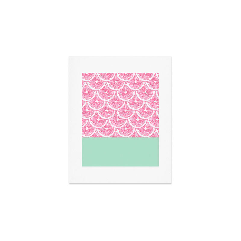 Zesty splice - pink grapefruit Art Print Gallery Image 1